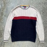 画像: 【XL】TOMMY HILFIGER コットンニット セーター 白赤紺 ボーダー■ビンテージ オールド レトロ アメリカ古着 90s トミーヒルフィガー