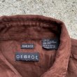 画像4: 【L/XL】GEORGE 長袖フェイクスエードシャツ ブラウン 焦げ茶 無地■ビンテージ オールド レトロ アメリカ古着 90s フラップ (4)