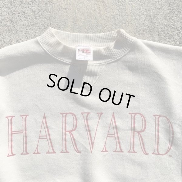 画像2: 【L/XL】USA製 HARVARD カレッジプリントスウェット 白■ビンテージ オールド アメリカ古着 80s/90s 針抜きリブ 前V ハーバード (2)