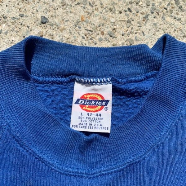 M/L】USA製 Dickies ラグランスウェット 青無地□ビンテージ オールド