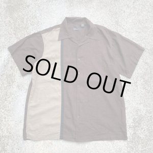 画像: 【XL】MARK EDWARDS リネン×レーヨン 半袖ボックスシャツ 茶色■ビンテージ オールド レトロ アメリカ古着 90s オープンカラー 開襟