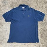 画像: 【L SIZE 5】LACOSTE ワンポイント 半袖ポロシャツ 青■オールド フレンチ ヨーロッパ古着 ラコステ 鹿の子