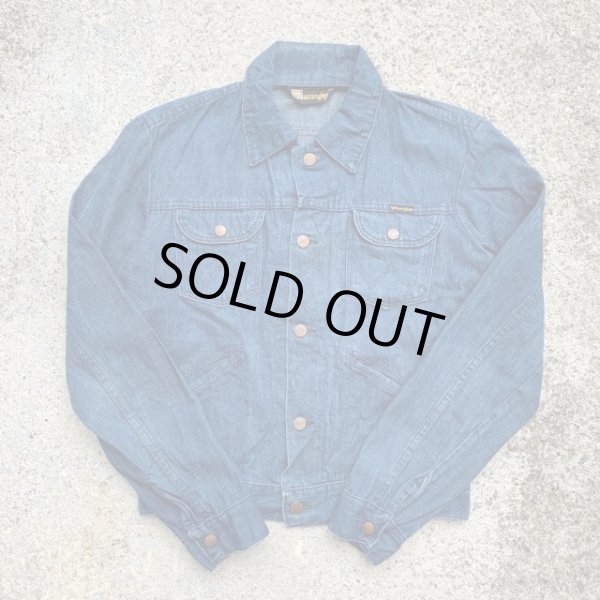 画像1: 【S/M】Wrangler デニムジャケット 青■ビンテージ オールド レトロ 古着 70s ラングラー ユーロ ジージャン ライトオンス (1)