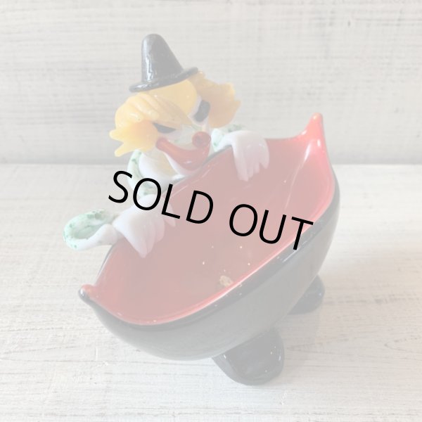 画像2: 【高さ 13.2cm】ベネチアンガラス ピエロ トレイ■ビンテージ アンティーク レトロ ヨーロッパ雑貨 ブロカント ムラーノ 人形 ドール (2)