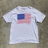 画像: 【XL】90s 星条旗モチーフ プリントTシャツ 白■ビンテージ オールド アメリカ古着 オールコットン シングルステッチ ロブスター×貝