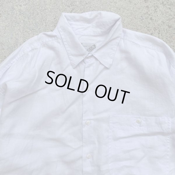 画像2: 【L/XL】デッドストック GOOUCH 長袖リネンシャツ 白無地■ビンテージ オールド レトロ アメリカ古着 90s 片ポケ ビッグサイズ No.3 (2)