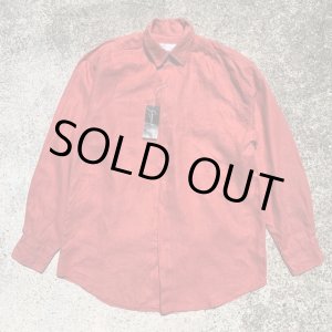 画像: 【S/M】デッドストック GOOUCH 長袖リネンシャツ 赤 サーモンピンク■ビンテージ オールド レトロ アメリカ古着 90s 片ポケ