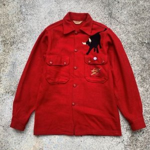 画像: 【S】60s BSA ボーイスカウト ワッペン付き ウールシャツジャケット レッド 赤■ビンテージ オールド レトロ アメリカ古着 動物