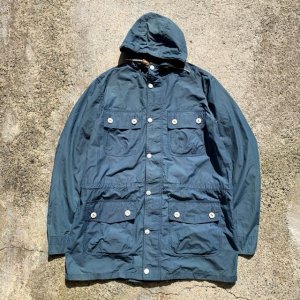 画像: 【XL】Barbour ナイロン×コットン ジャケット パーカー 青■ビンテージ オールド レトロ ヨーロッパ古着 バブアー 難有り