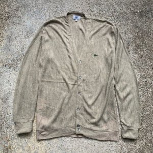 画像: 【M/L】70s/80s USA製 IZOD LACOSTE アクリルニット カーディガン ベージュ■ビンテージ オールド レトロ アメリカ古着 ラコステ