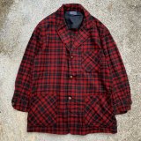 画像: 【M/L】PENDLETON ウール アンコンジャケット 赤黒チェック■ビンテージ オールド レトロ アメリカ古着 ペンドルトン テーラード 50s-60s