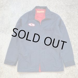 画像: 【M/L】70s UNKNOWN ロング丈 ワークジャケット ネイビー■ビンテージ オールド レトロ アメリカ古着 タロンジップ 70s レッドキャップ 