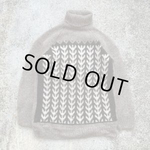 画像: 【M/L】UNKNOWN タートルネック ウールニット セーター ノルディック柄■ビンテージ オールド レトロ アメリカ古着 ハンドニット