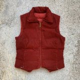 画像: 【レディース】Eddie Bauer コーデュロイ ダウンベスト えんじ 無地■ビンテージ オールド アメリカ古着 70s エディーバウアー 黒タグ