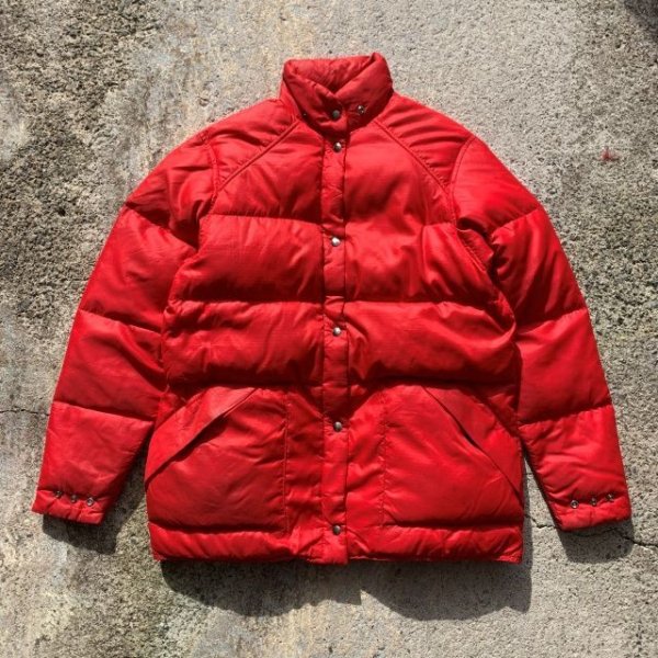 画像1: 【M】Woolrich リップストップ グースダウンジャケット 赤■ビンテージ オールド レトロ アメリカ古着 70s/80s USA製 ウールリッチ (1)