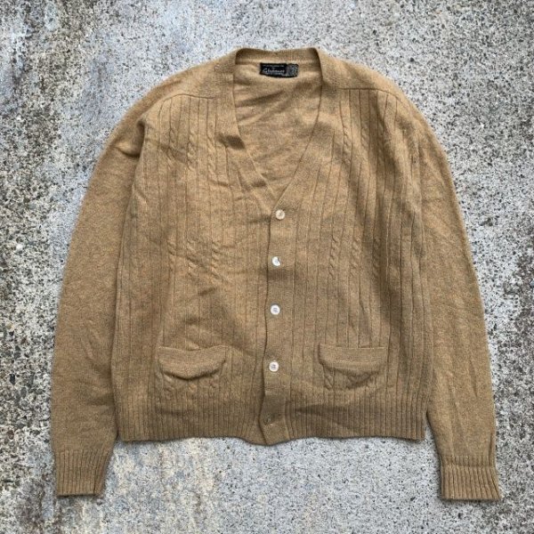 画像1: 【L/XL】Cladesmore ウール カーディガン ベージュ■ビンテージ オールド レトロ アメリカ古着 ニット セーター 70s (1)