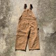 画像1: 【W34】USA製 carhartt カットオフ ブラウンダック オーバーオール■ビンテージ オールド アメリカ古着 80s カーハート ダブルニー (1)