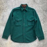 画像: 【S】UNKNOWN CPO ウールシャツ グリーン 緑無地■ビンテージ オールド レトロ アメリカ古着 60s/70s アンカーボタン