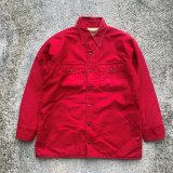 画像: 【L】USA製 DEERSKIN 内装キルティング シャツジャケット 赤無地■ビンテージ オールド レトロ アメリカ古着 70s コットンツイル