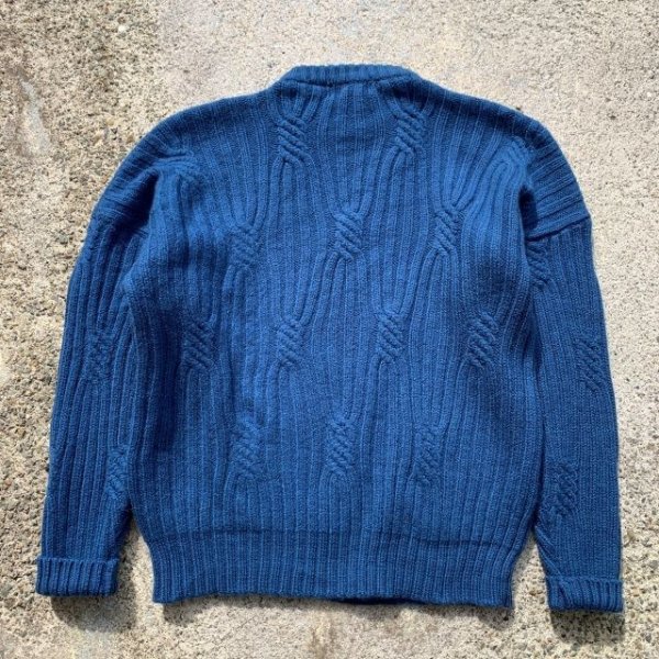 画像2: 【XL】MARC LEWIS ケーブル編み セーター ブルー 青■ビンテージ オールド レトロ アメリカ古着 80s ウール ニット (2)