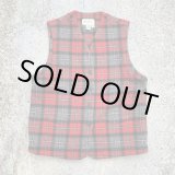 画像: 【S/M】Eddie Bauer ウールベスト 赤×グレー チェック柄■ビンテージ オールド レトロ アメリカ古着 90s エディーバウアー レディース 