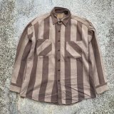 画像: 【L/XL】ST JOHN'S BAY コットン ヘビーネルシャツ 茶系×ベージュ■ビンテージ オールド レトロ アメリカ古着 90s ストライプ