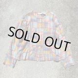 画像: 【レディース】ORVIS パッチワーク ノーカラー シャツジャケット マドラスチェック■ビンテージ オールド レトロ アメリカ古着 オービス 