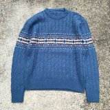 画像: 【S/M】SALE!! UNKNOWN ウールニット ノルディックセーター 水色■ビンテージ オールド レトロ アメリカ古着 レディース 70s/80s