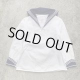 画像: 【キッズ or レディース】ドイツ軍 セーラーシャツ 白×紺■ビンテージ レトロ ヨーロッパ古着 ユーロミリタリー マリン コットン