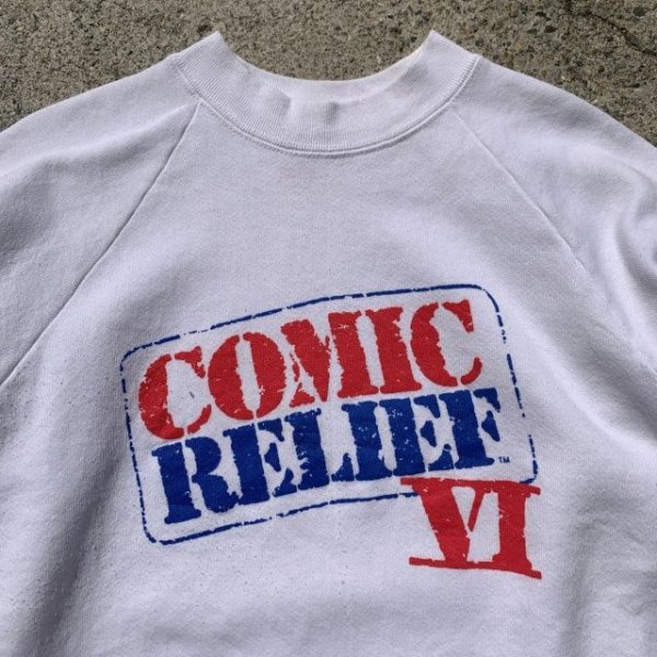 画像2: 【L/XL】90s USA製 COMIC RELIEF 6 プリントスウェット 白■ビンテージ オールド アメリカ古着 フルーツ コミックリリーフ トレーナー (2)