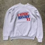 画像: 【L/XL】90s USA製 COMIC RELIEF 6 プリントスウェット 白■ビンテージ オールド アメリカ古着 フルーツ コミックリリーフ トレーナー