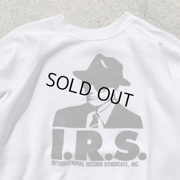 画像2: 【L/XL】80s USA製 Hanes「I.R.S. RECORD」プリントスウェット 白■ビンテージ オールド アメリカ古着 レコード会社 バンド ロック (2)