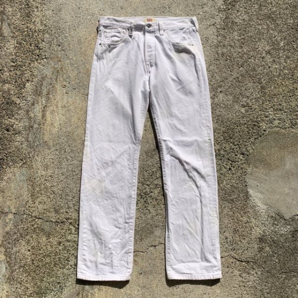 画像1: 【W32】メキシコ製 Levi's 501 ホワイトデニムパンツ 白■ビンテージ オールド アメリカ古着 2000s Y2K リーバイス ジーパン 白パン (1)