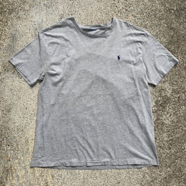 画像1: 【XL】SALE!! Ralph Lauren ワンポイント刺繍 Tシャツ ライトグレー■ビンテージ オールド アメリカ古着 ラルフローレン ビッグサイズ (1)