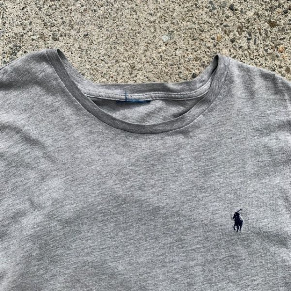 画像2: 【XL】SALE!! Ralph Lauren ワンポイント刺繍 Tシャツ ライトグレー■ビンテージ オールド アメリカ古着 ラルフローレン ビッグサイズ (2)