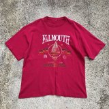 画像: 【L/XL】90s FALMOUTH ヨット プリントTシャツ 赤紫■ビンテージ オールド レトロ アメリカ古着 シングルステッチ コットン マリン