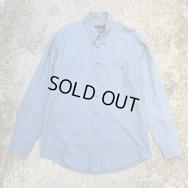 画像1: 【M/L】Ralph Lauren CHAPS 長袖シャンブレーシャツ 青■ビンテージ オールド レトロ アメリカ古着 90s ラルフローレン チャップス (1)