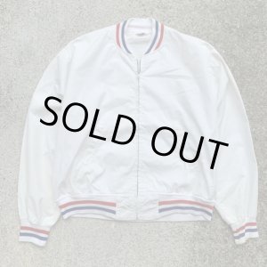 画像: 【L/XL】Moody リブライン コットン ジップアップジャケット 白無地■ビンテージ オールド レトロ アメリカ古着 スウィングトップ 60s-70s
