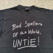 画像3: 【L】90s USA製「Bad Spellers of the World Untie」メッセージ プリントTシャツ 黒■ビンテージ オールド アメリカ古着 文字 フルーツ (3)