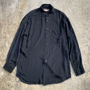 画像: 【L/XL】K.I.K.I.T 長袖シルクシャツ ブラック 黒■ビンテージ オールド レトロ アメリカ古着 90s-2000s 片ポケ ビッグサイズ