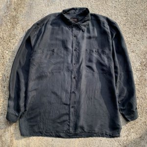 画像: 【XL】SURPRISE 長袖シルクシャツ ブラック 黒■ビンテージ オールド レトロ アメリカ古着 90s-2000s ビッグサイズ オーバーシルエット