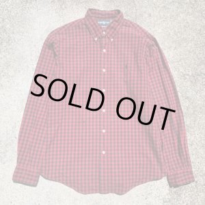 画像: 【M/L】Ralph Lauren 長袖シャツ 赤黒ギンガムチェック■ビンテージ オールド レトロ アメリカ古着 ラルフローレン ボタンダウン