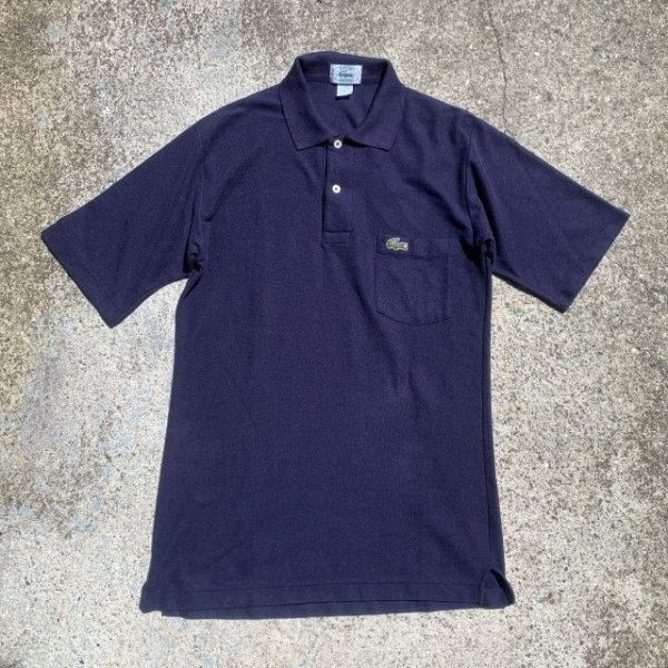 画像1: 【XS/S】USA製 IZOD LACOSTE ワンポイント 半袖ポロシャツ ネイビー 紺色■ビンテージ オールド レトロ アメリカ古着 ラコステ (1)