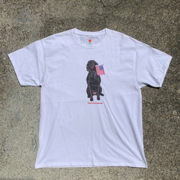 画像1: 【L】2000s Proud to Be An American 犬 動物 プリントTシャツ 白■ビンテージ オールド レトロ アメリカ古着 Y2K オールコット (1)