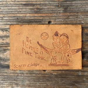 画像: 【8.7cm×13.5cm】1900s「I'm Having a Fine Time」レザー ポストカード 絵葉書■ビンテージ アンティーク レトロ アメリカ雑貨 手紙