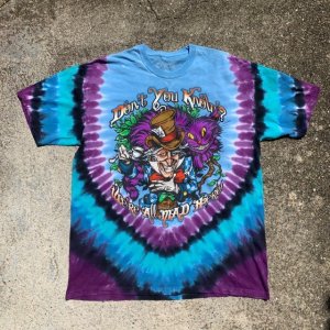 画像: 【XL】LIQUID BLUE 不思議の国のアリス タイダイ 両面プリントTシャツ 青■アメリカ古着 リキッドブルー ワンダーランド