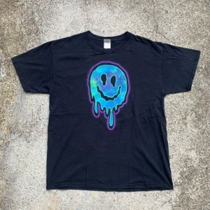 画像: 【L】FRUIT メルティングスマイル プリントTシャツ ブラック 黒■ビンテージ オールド アメリカ古着 コットン フルーツオブザルーム