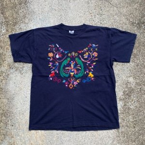 画像: 【L】ガテマラ製 刺繍 Tシャツ ネイビー 紺色■ビンテージ オールド レトロ アメリカ古着 90s オールコットン アート