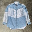 画像1: 【L/XL】Wrangler 切替 長袖シャツ ストライプ 白×水色■ビンテージ オールド レトロ アメリカ古着 ラングラー ウエスタン (1)