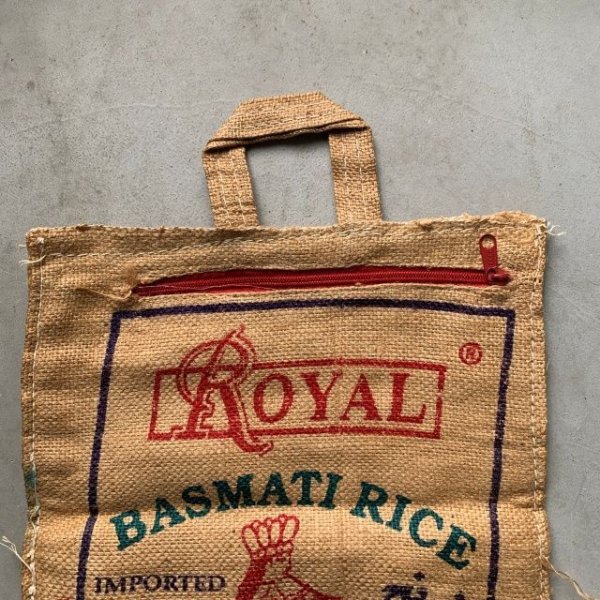 画像2: 【36cm×31cm】ROYAL BASMATI RICE 麻 トートバッグ■ビンテージ オールド レトロ アメリカ古着 ジュートバッグ 米袋 手提げ (2)